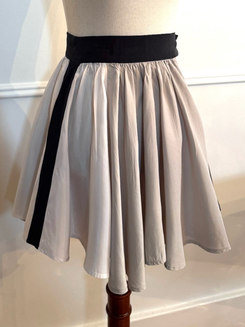alice McCALL Gray Black Colorblock Gathered Flared Mini Skirt Side Stripe XXS